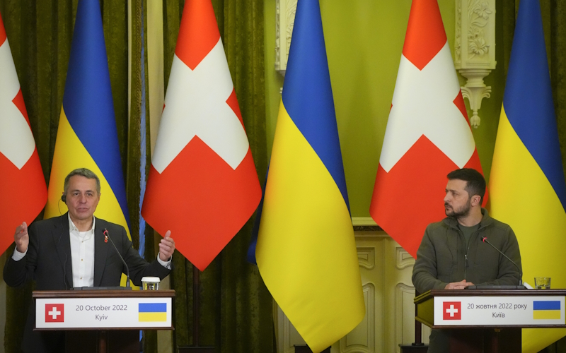 Volodimir Zelenszkij ukrán, és Ignazio Cassis svájci elnök - 2022-10-20