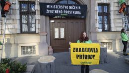 A Környezetvédelmi Minisztérium előtt tüntettek a Greenpeace Slovakia aktivistái